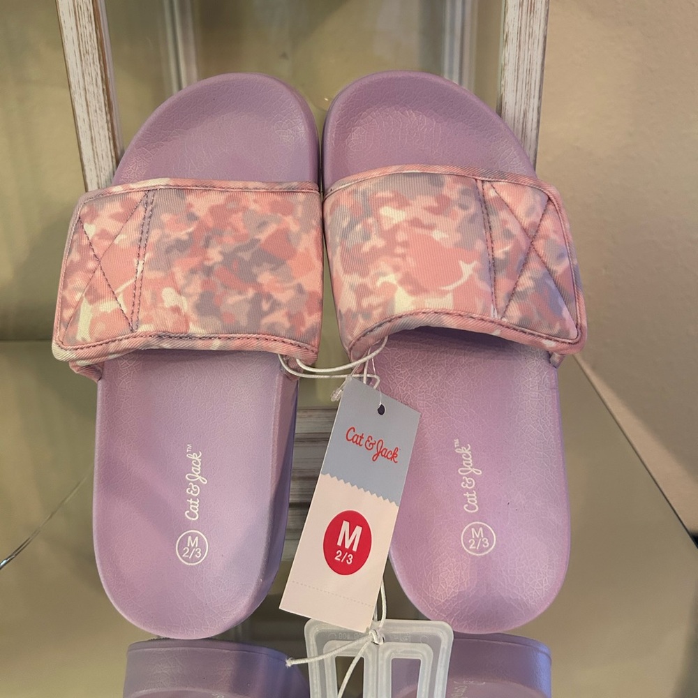 Cat & Jack Lavender Slide with camo Velcro Strap